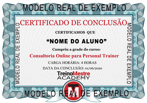certificado conclusão curso consultoria online personal trainer