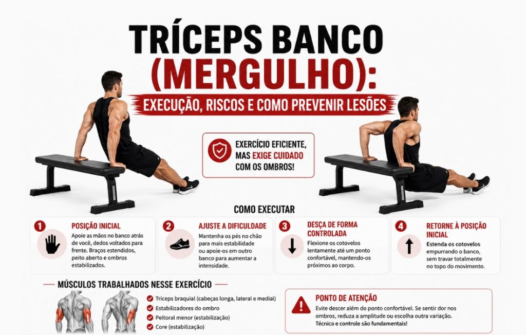 triceps banco mergulho como fazer para que serve