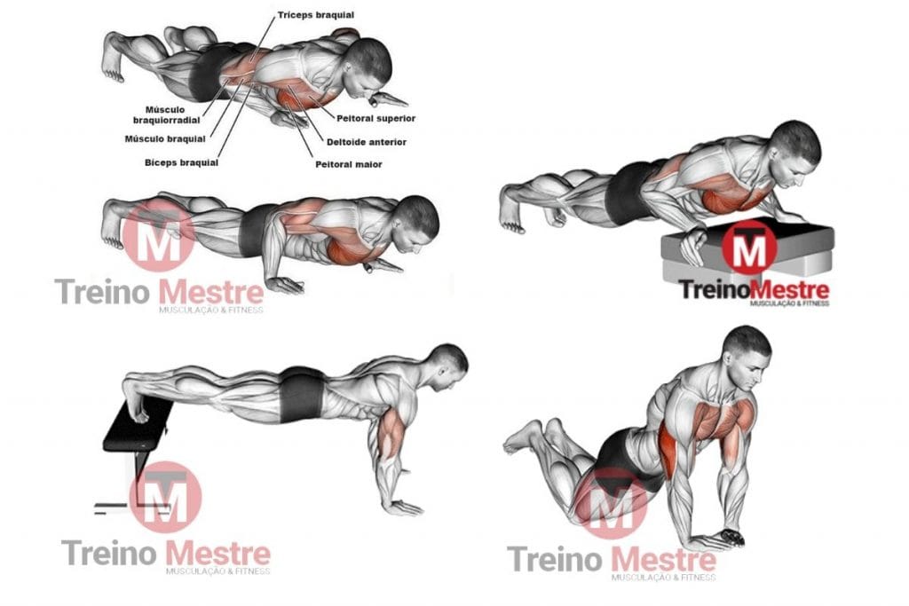 Flexão de Braço: 12 Variações e Como ter MAIS RESULTADOS flexao de braço push up variações
